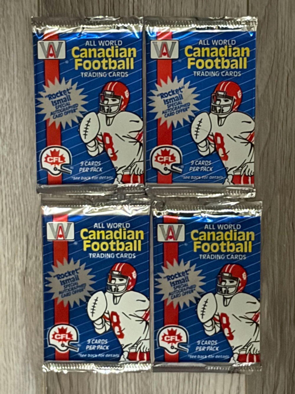 4 PACKS CFL 1991 AW All World Canadian Football Sealed Card Pack